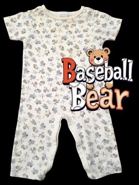*1075 starting out romper sleeper baseball bear Boys 6 months